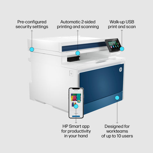 HP Color LaserJet Pro MFP 4302fdn Printer, Color, Printer for Small medium business, Print, copy, scan, fax, Print from phone or tablet; Automatic document feeder; Two-sided printing HP Color LaserJet Pro MFP 4302fdn Printer, Color, Printer for Small medium business, Print, copy, scan, fax, Print from phone or tablet; Automatic document feeder; Two-sided printing